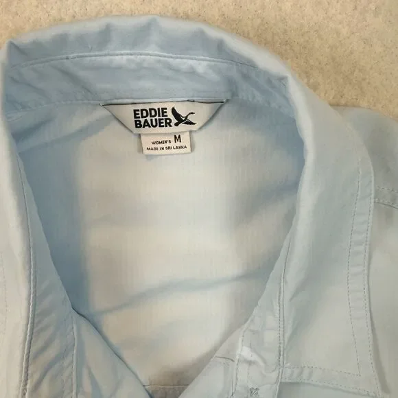 Eddie Bauer SS25 Long Sleeve Performance Shirt M Light Blue UPF Sun Protection - Picture 2 of 12